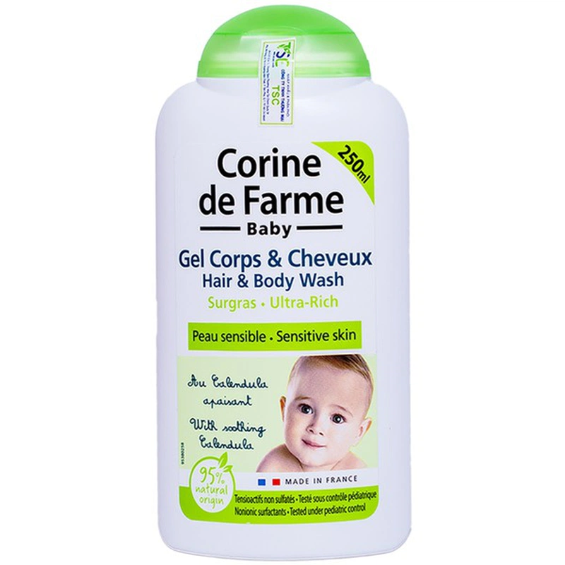 Gel gội và tắm cho bé Corine De Farme Hair And Body Wash dành cho mọi loại da (250ml)